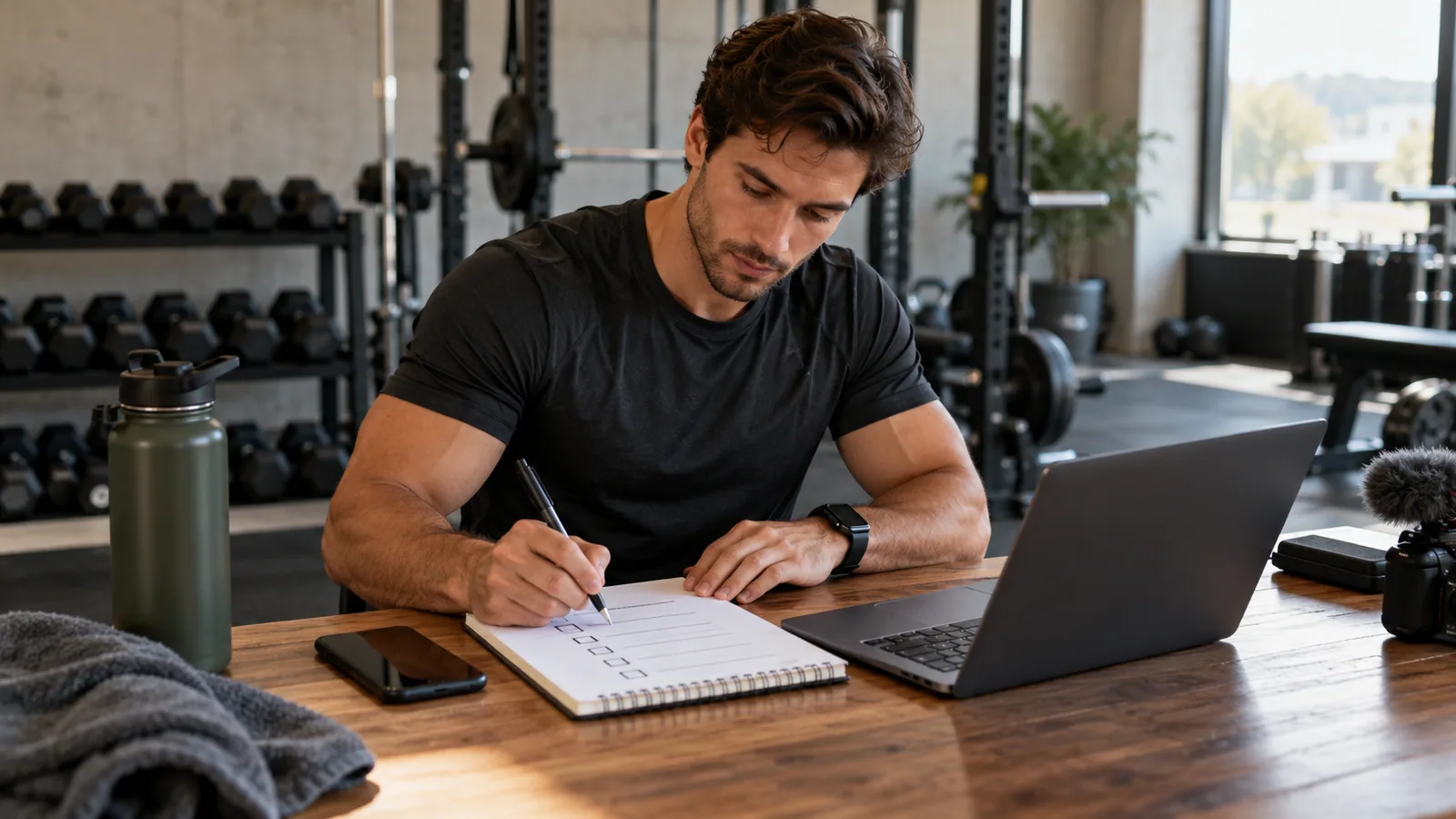 Gym desk checklist for creators — original editorial photograph