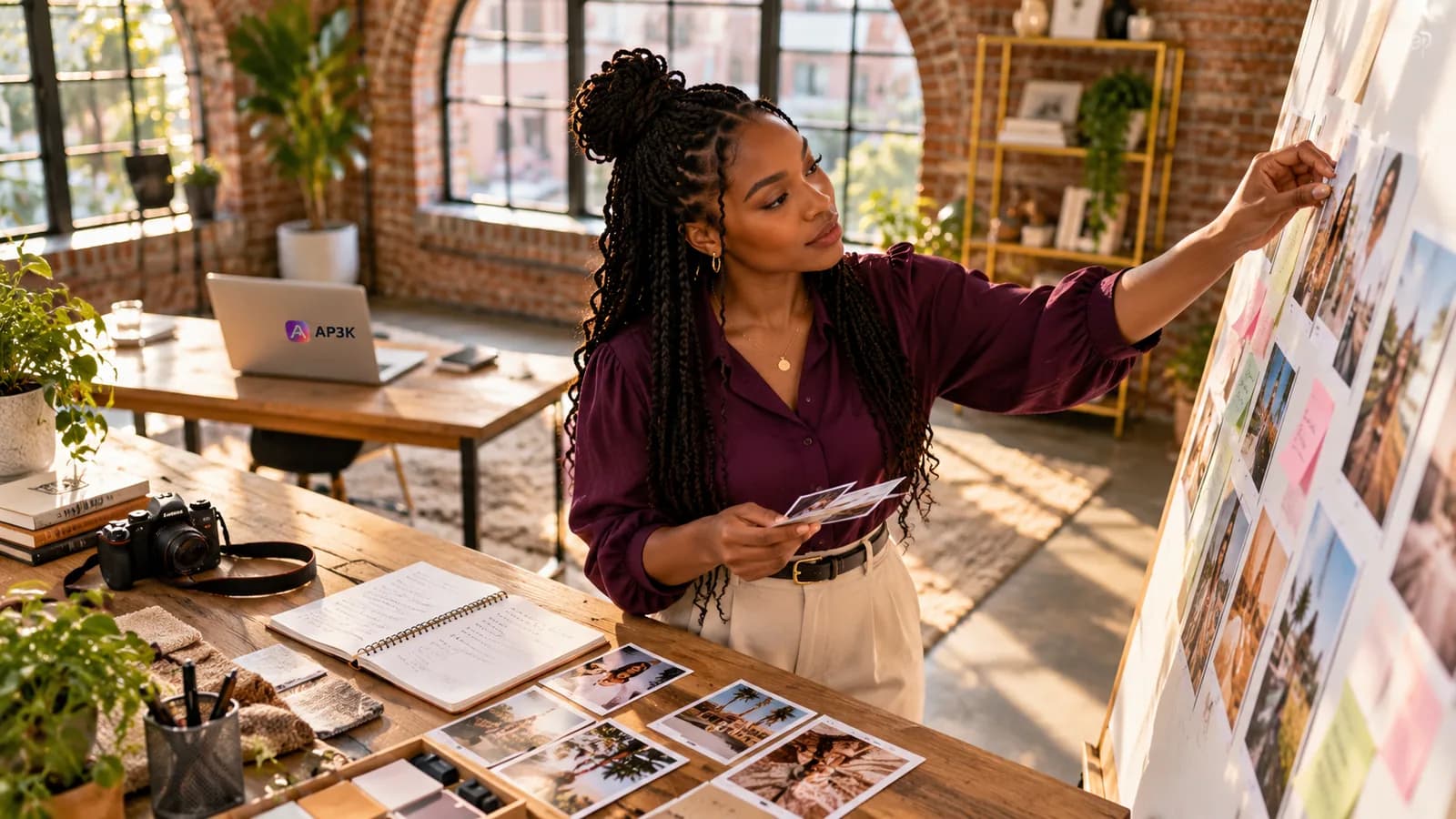 Sunlit creator planning Instagram engagement — original editorial photograph