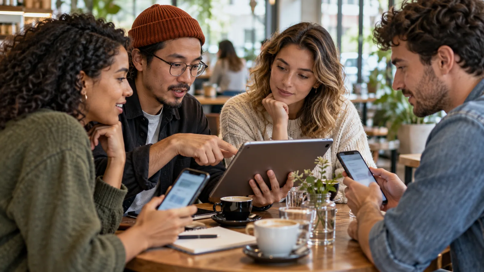 Marketing Team Comparing Tools — original editorial photograph