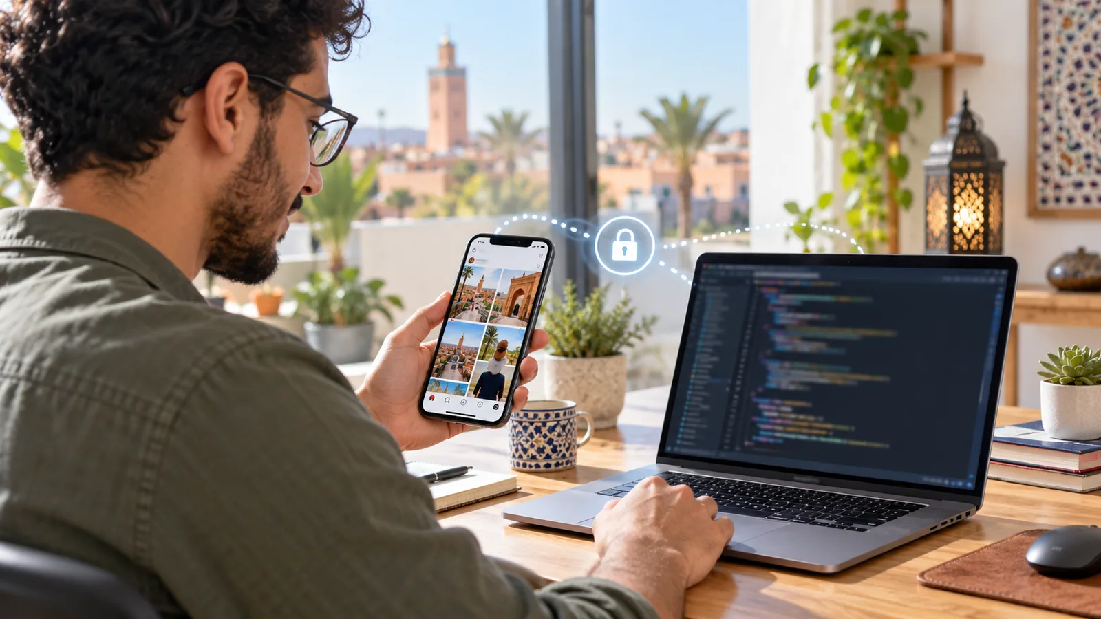 Moroccan Developer Configures a Secure Connection — original editorial photograph