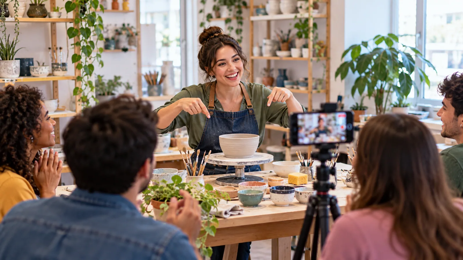 Live craft demo sparks conversation — original editorial photograph