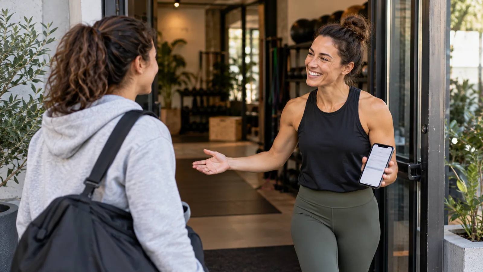 Coach welcomes a new client — original editorial photograph