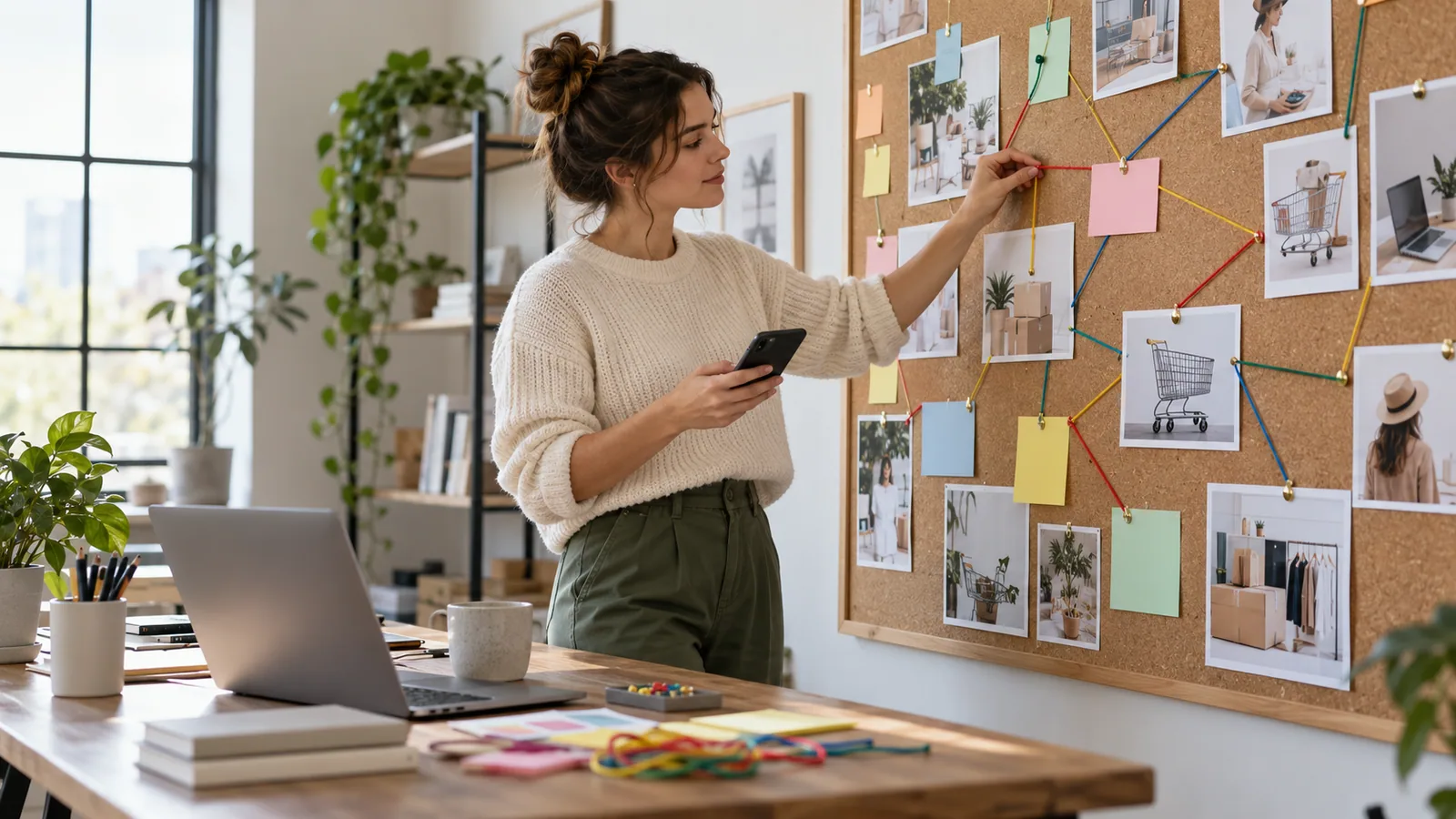 Ecommerce marketer maps the customer journey — original editorial photograph