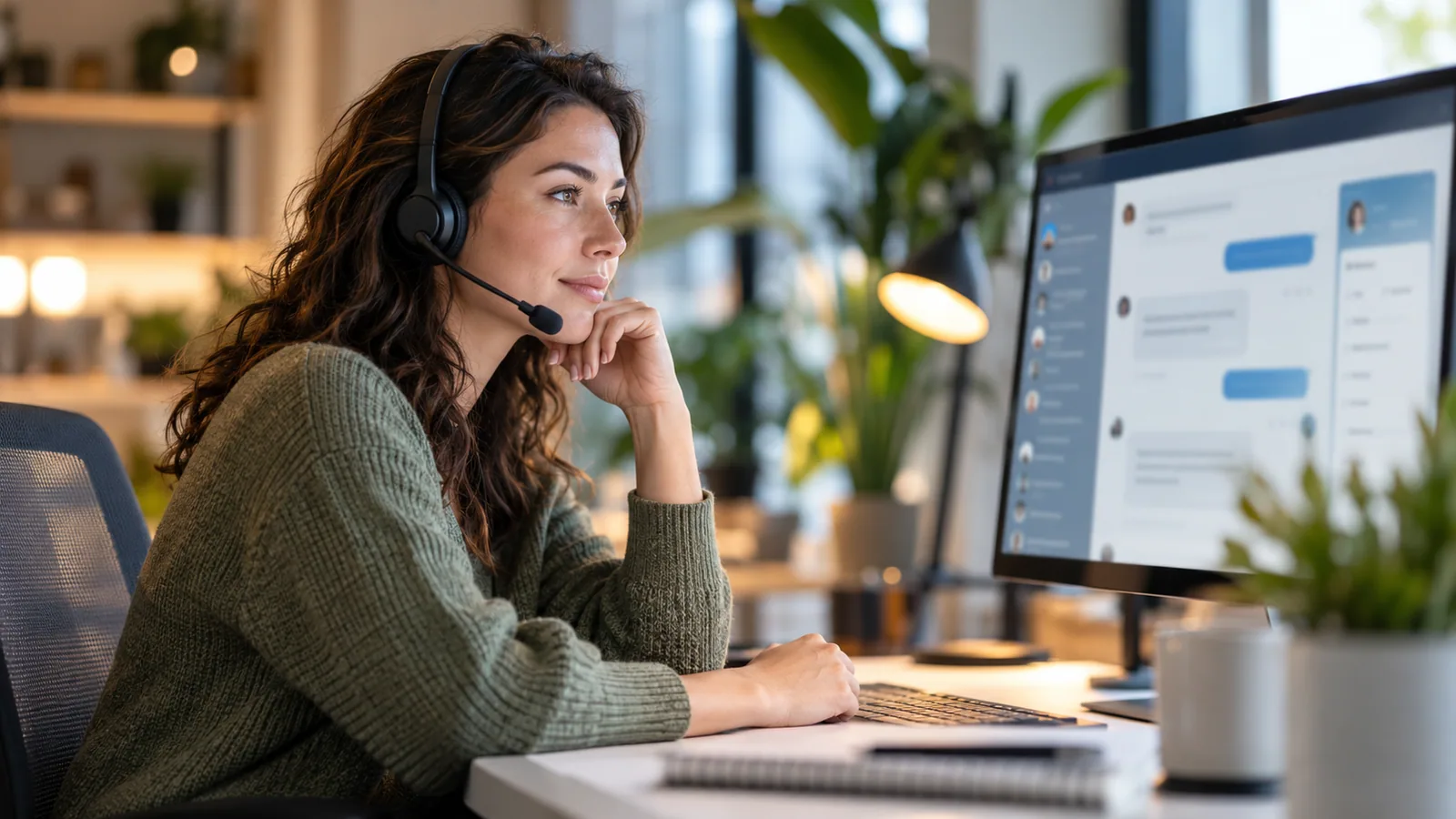 Thoughtful customer support at work — original editorial photograph