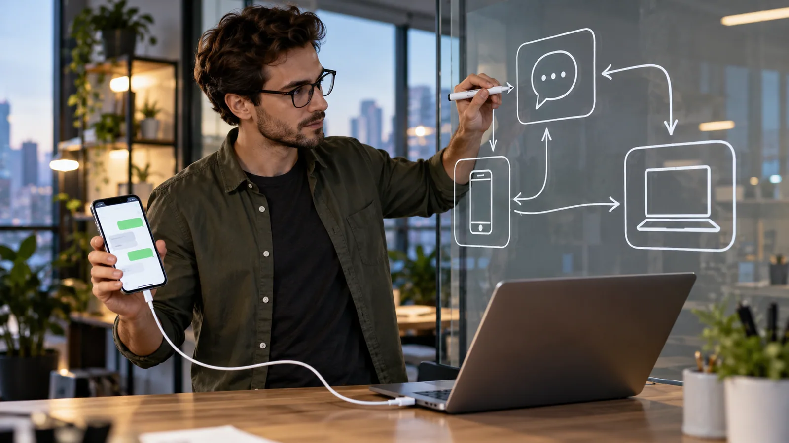 Bridging phone and laptop APIs — original editorial photograph