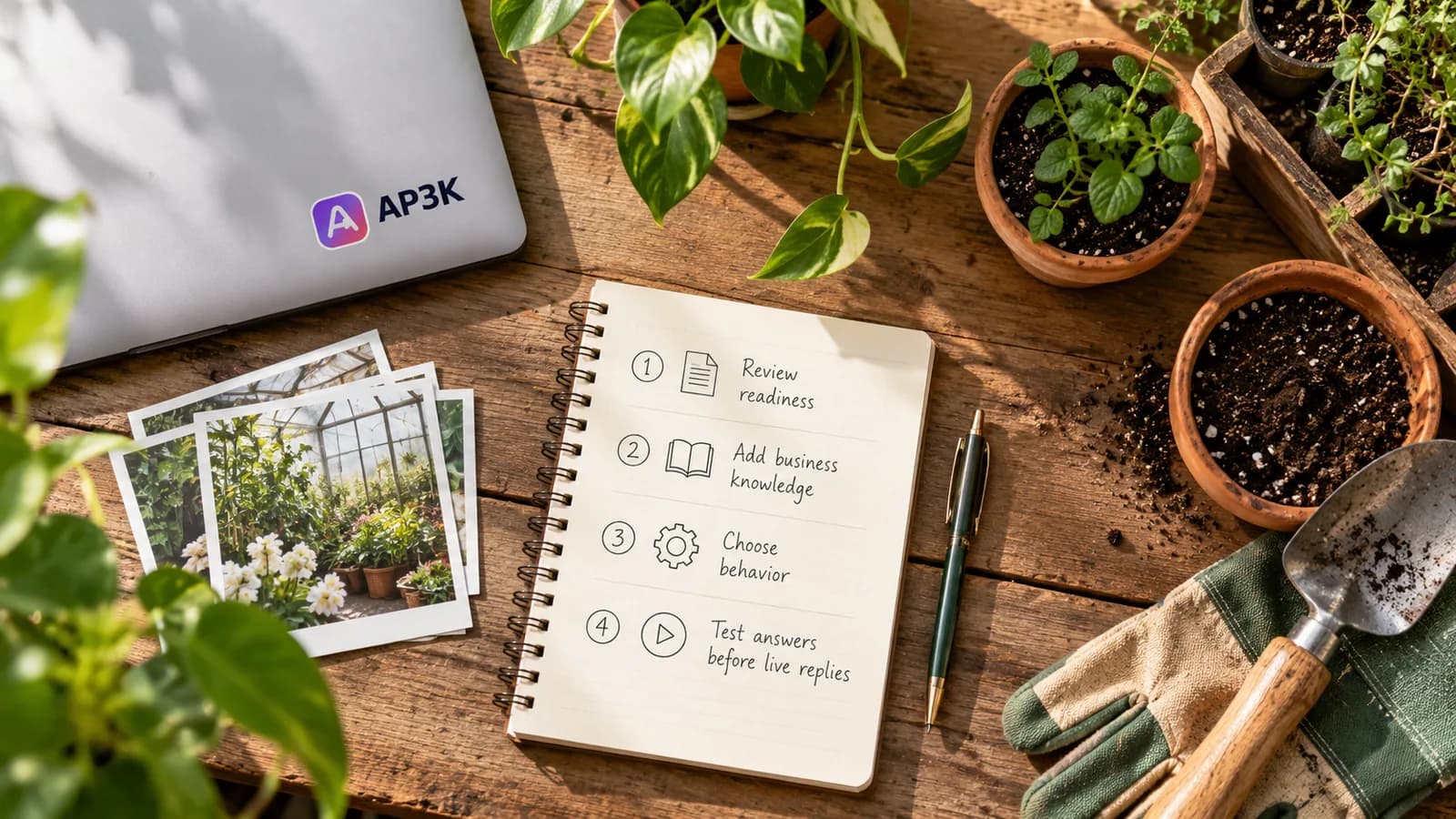 AP3K AI Setup Flat Lay — original editorial photograph