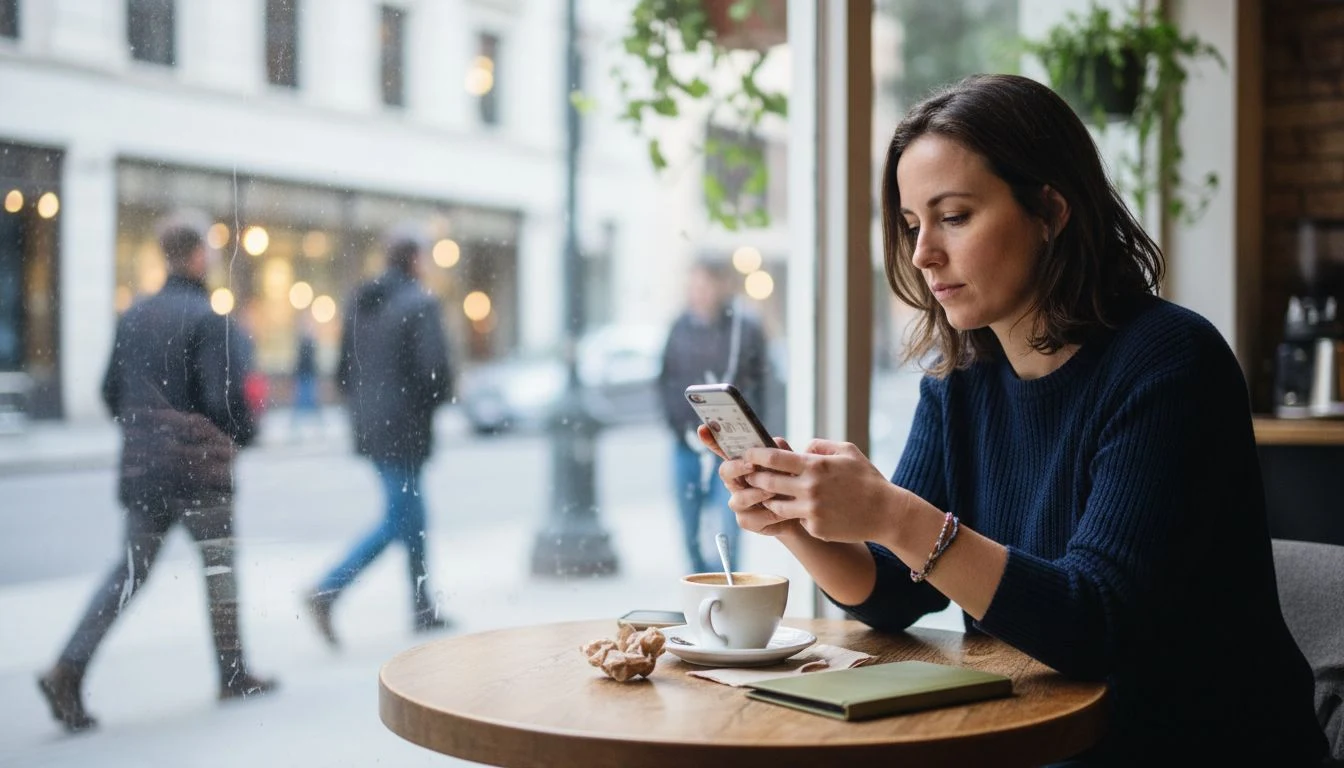 Woman engaging with Instagram on phone