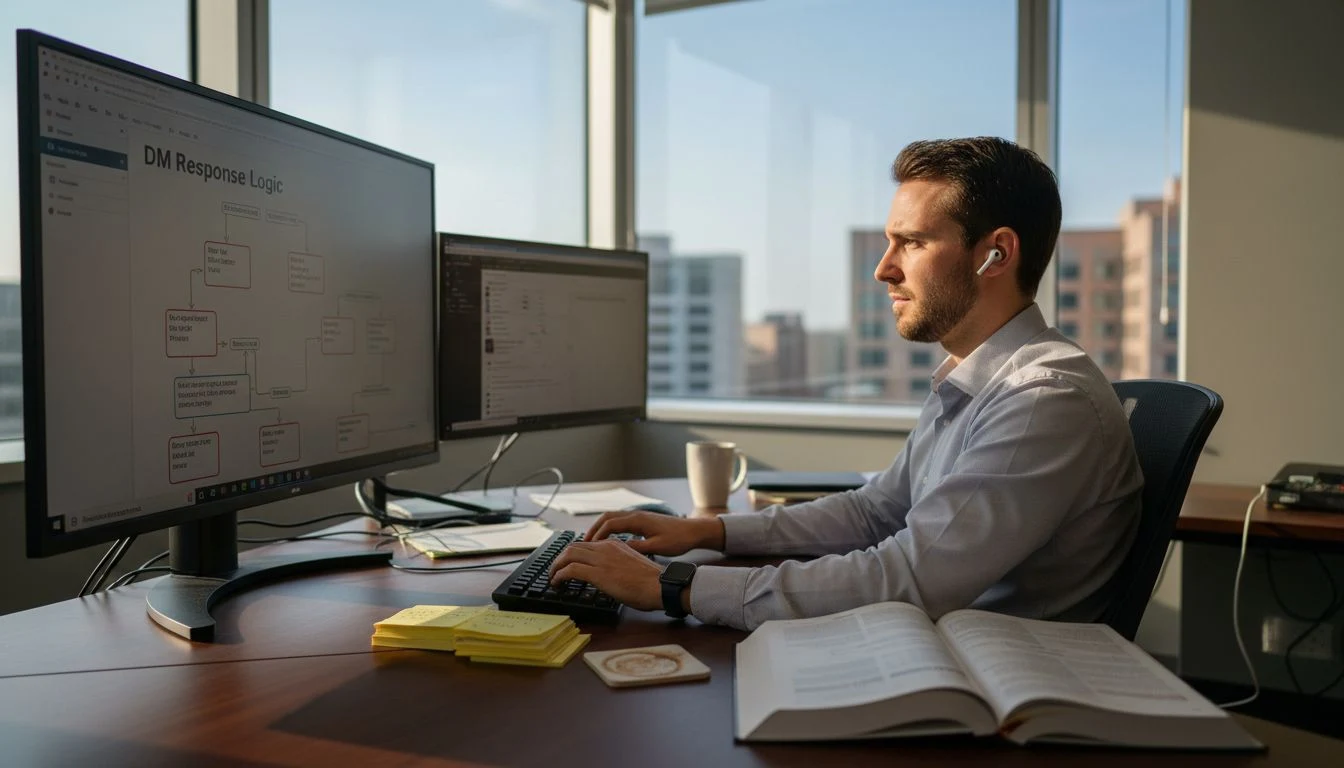 Social media manager configuring AI auto-replies
