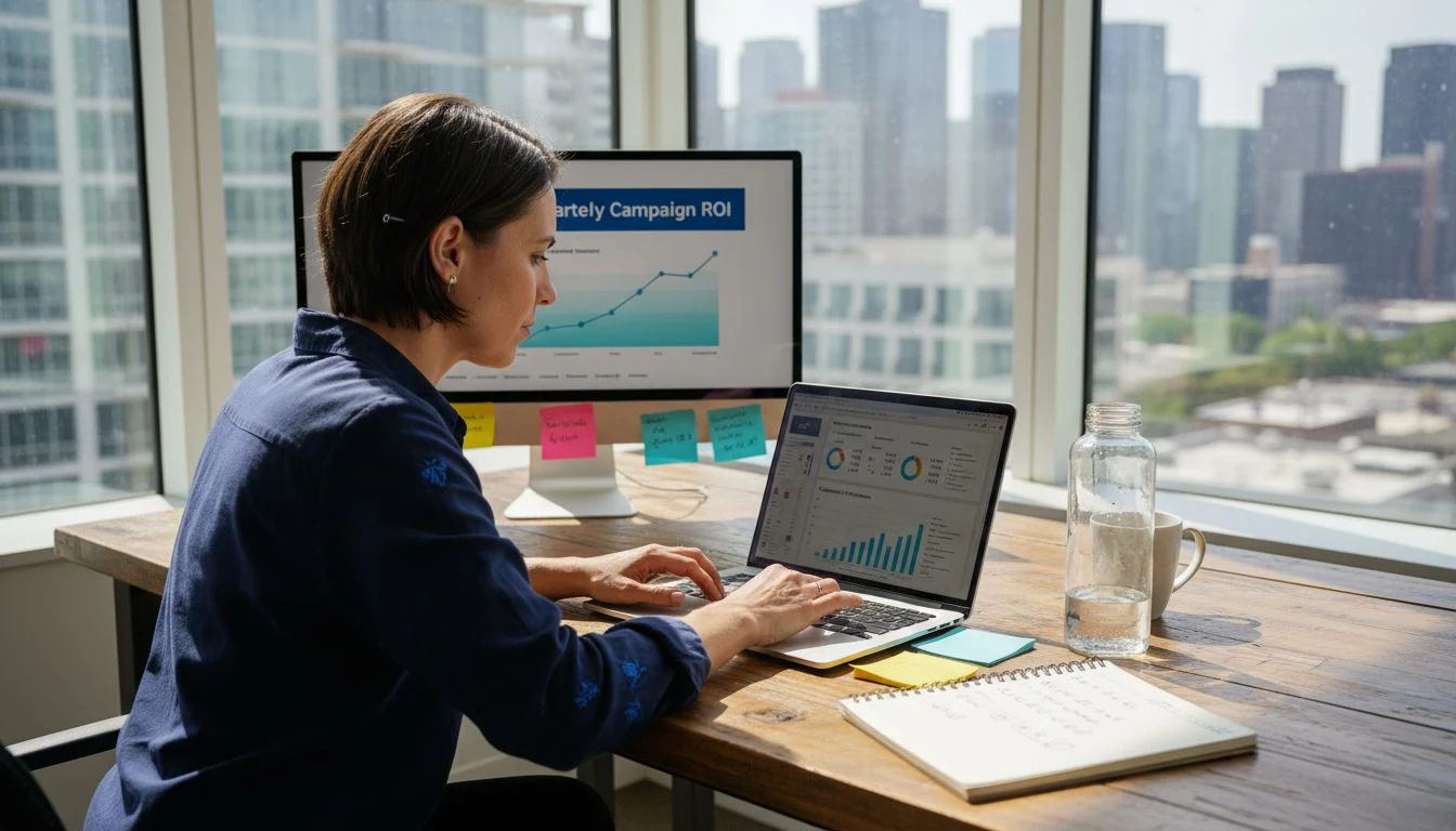 Marketer reviewing Instagram ROI analytics