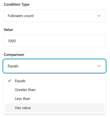 Followers Count Condition