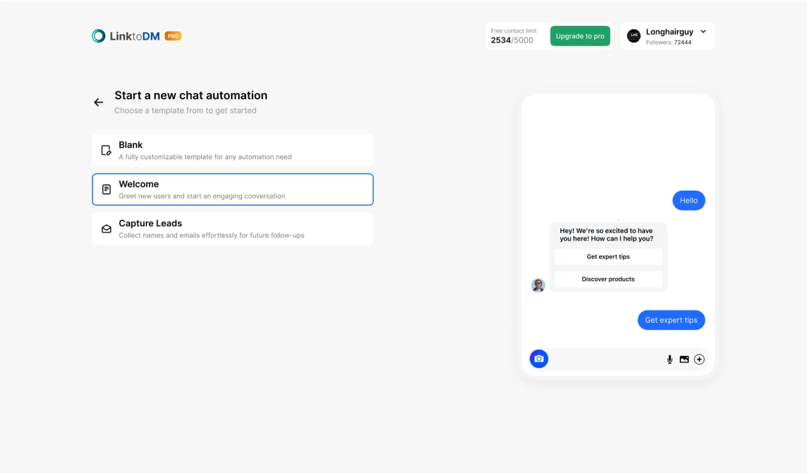 Select Welcome Template