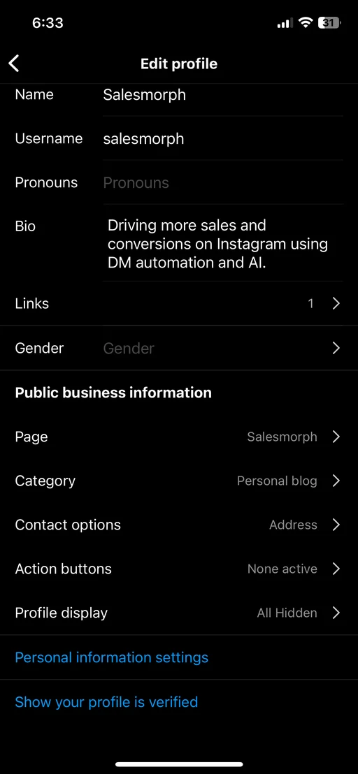 Connect Instagram to Facebook Step 2
