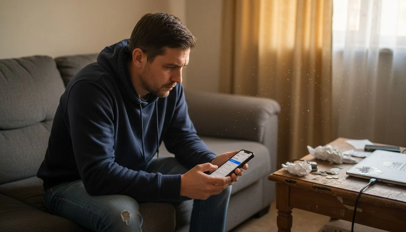 Man reviews Instagram privacy settings at home