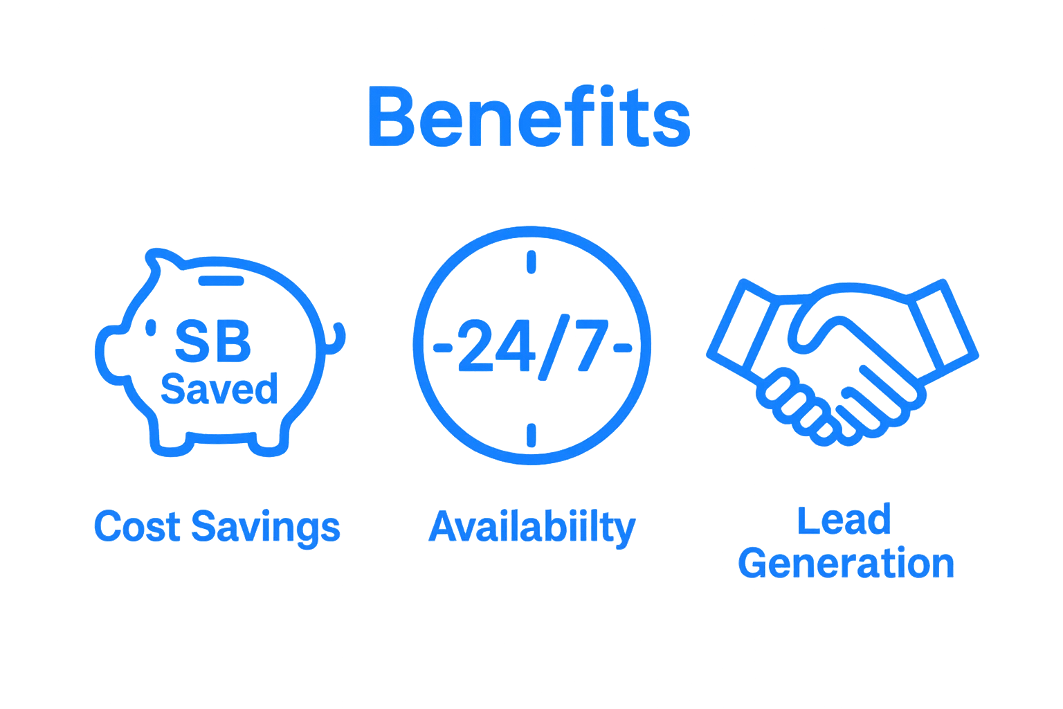 Infographic showing chatbot cost-savings, 24/7 availability, and lead generation
