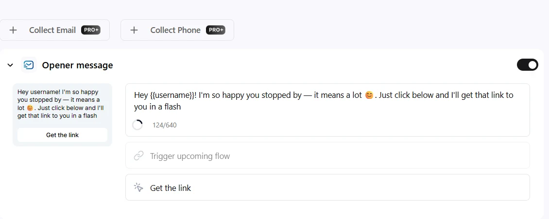 LinktoDM opener message screenshot