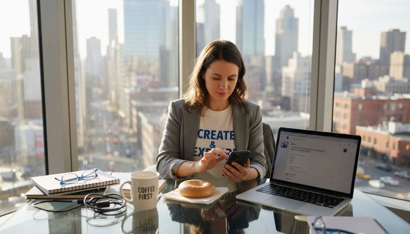 Instagram DM automation workspace in office