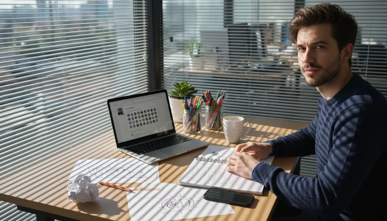 Office worker managing Instagram automation tools