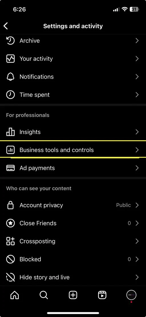 Switch to Creator Account Step 1