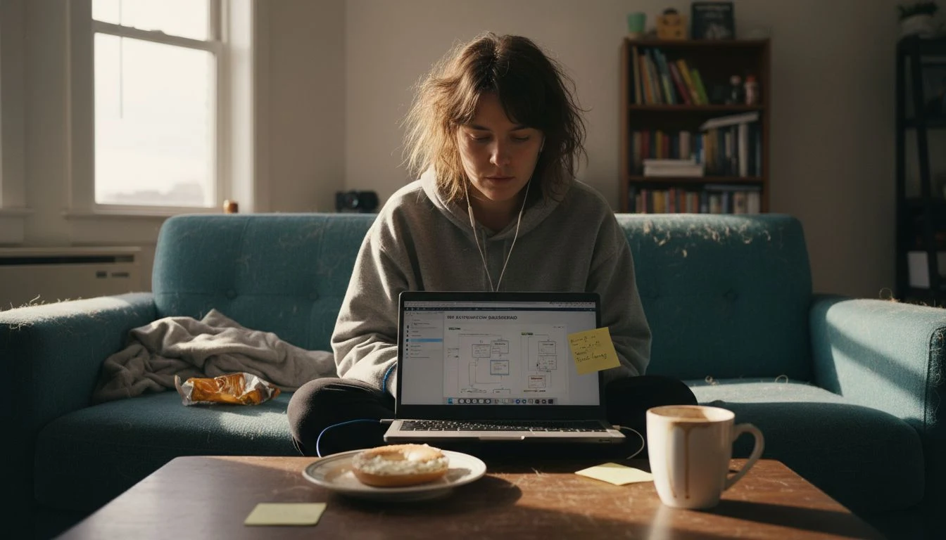 Woman setting up DM automation on laptop
