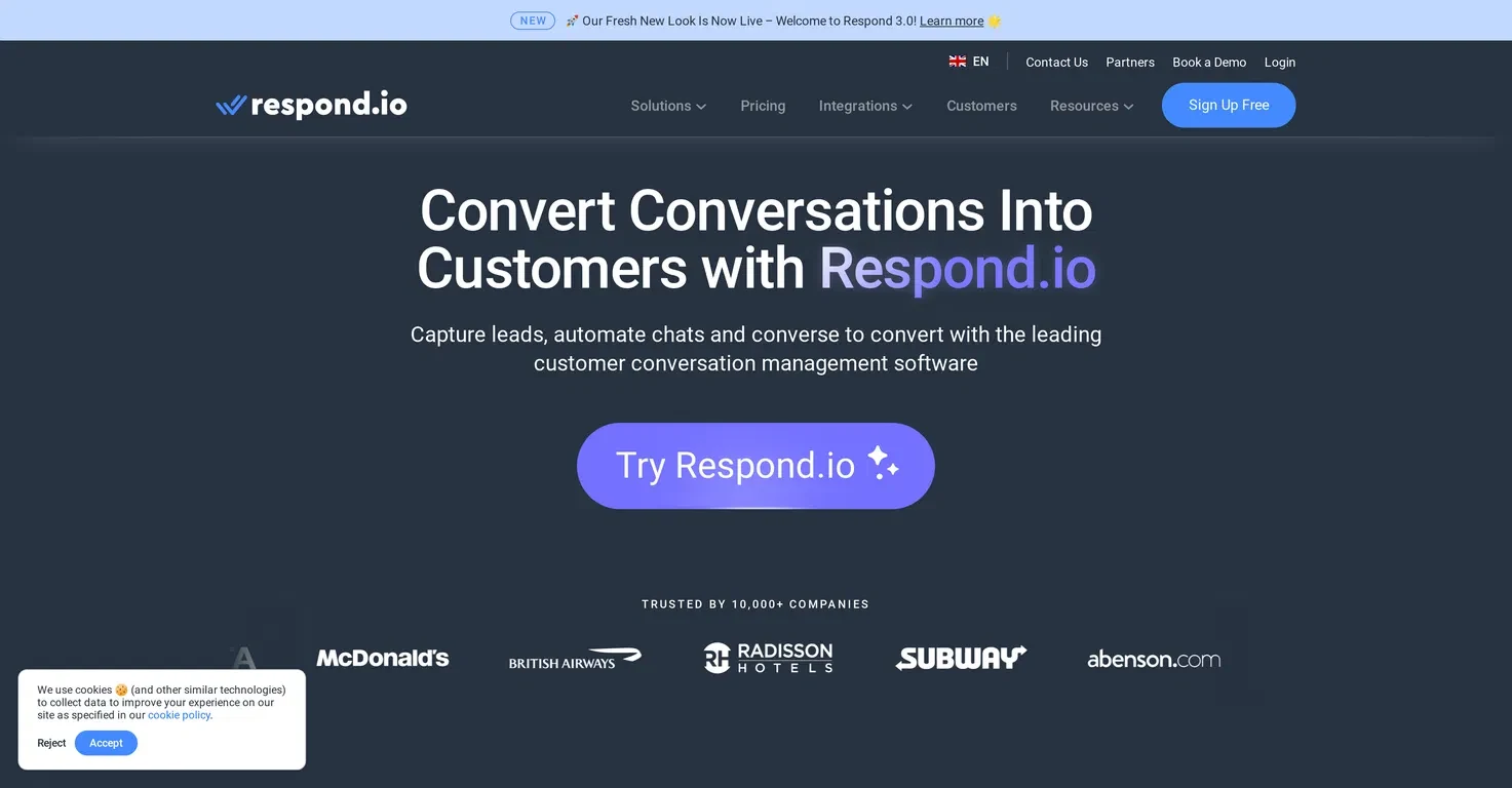 Respond.io Instagram DM automation dashboard