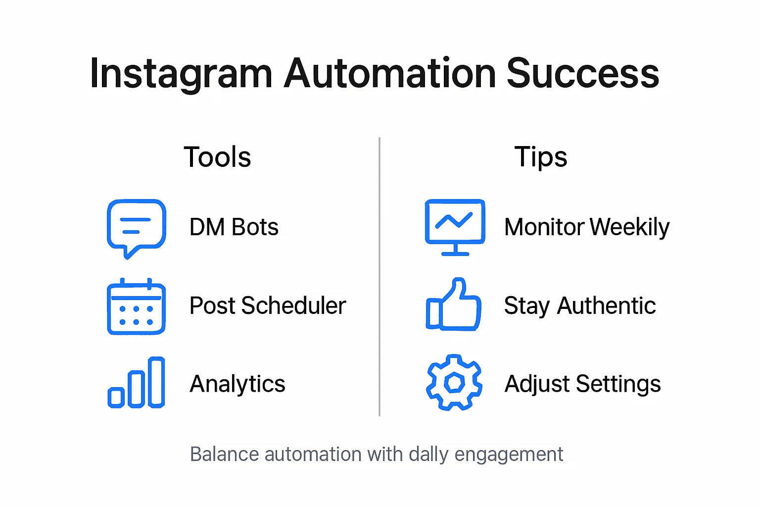 Infographic on Instagram automation success tips