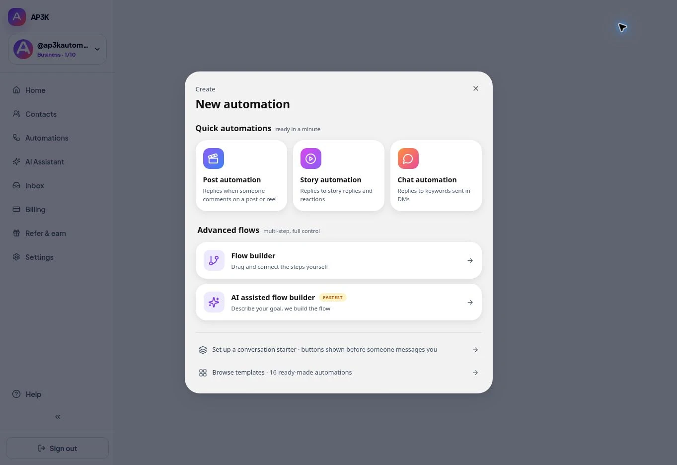 Choose Post automation to respond to comments on a post or Reel.